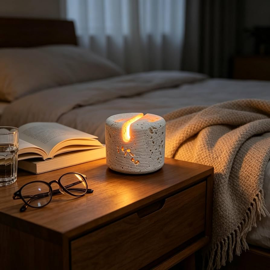 Marble Lamp Touch Light, Natural Travertine Stone Lamp, Rechargeable 3-Color Dimmable Bedside Nig... | Amazon (US)