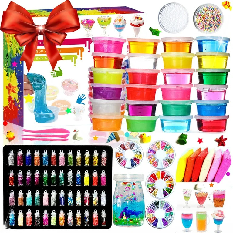 DR.Planzen Crystal Slime,Slime 24 and Clay 6 DIY Slime Kit for Girls Boys Kids,108Pcs Big Slime M... | Walmart (US)