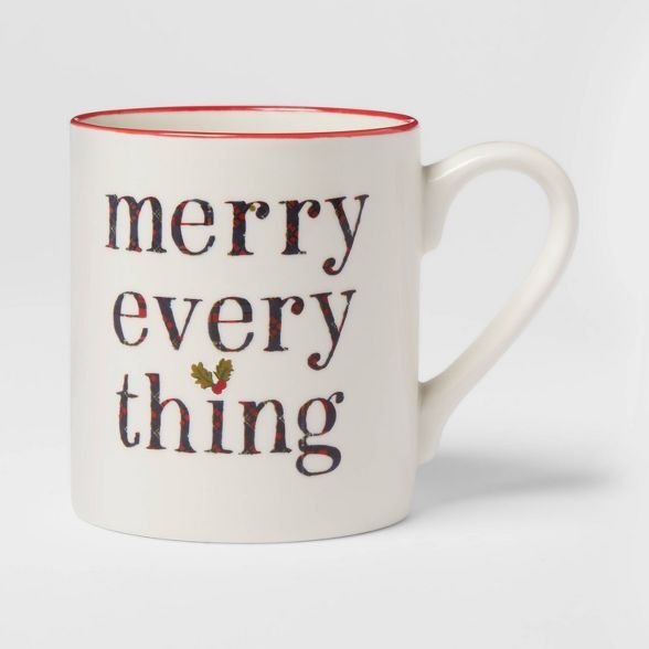 16oz Stoneware Merry Everything Christmas Mug White - Threshold™ | Target