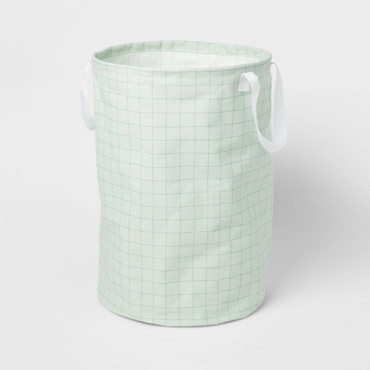 Scrunchable Round Laundry Hamper Green Stitch Grid - Brightroom™ | Target