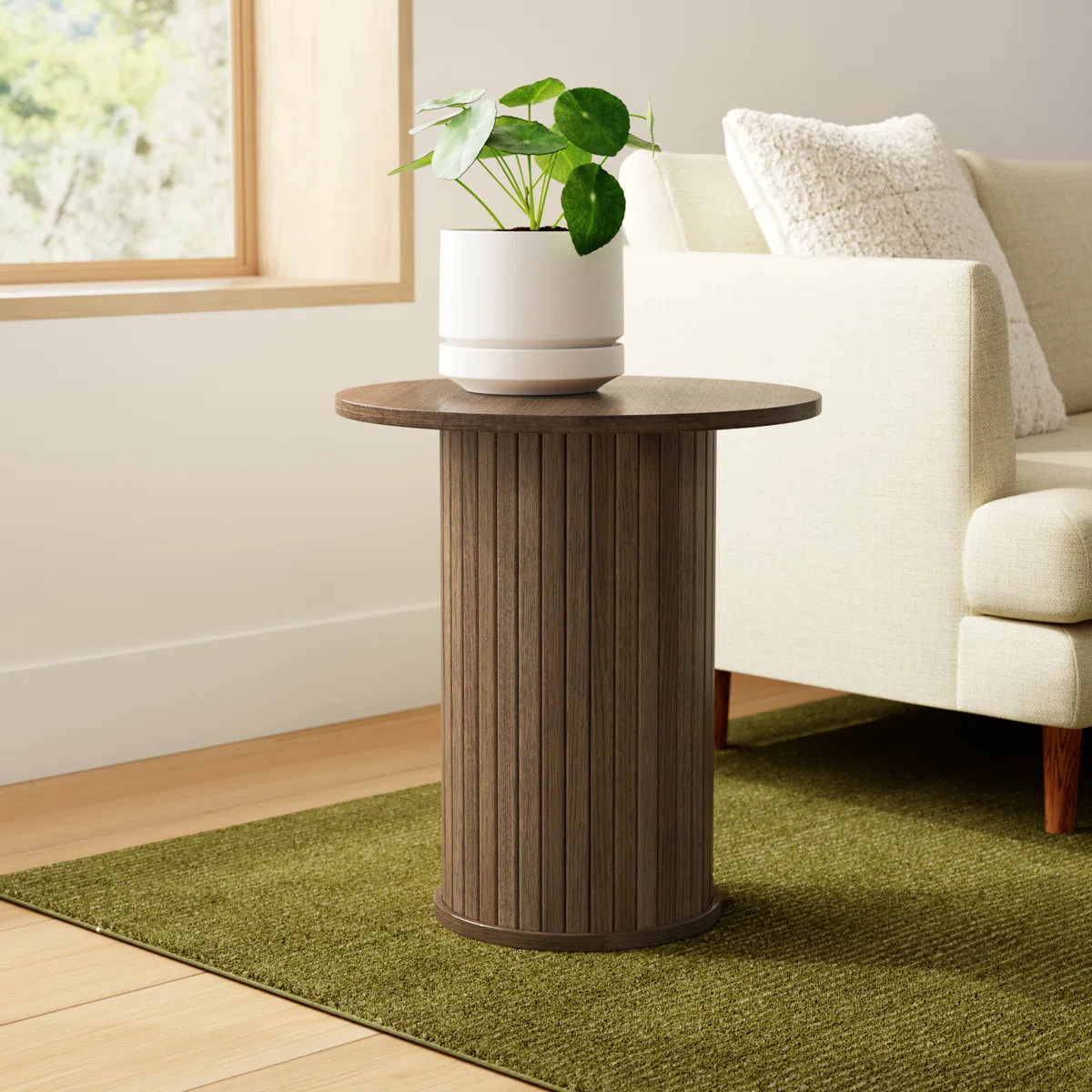 Iris Round Fluted Pedestal End Table | Wayfair North America
