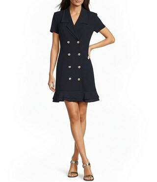 Short Sleeve Double Breasted Blazer Short Dress | Dillard's