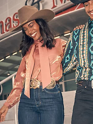 Women's Shimmer Tie Neck Blouse | Wrangler