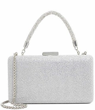 Dune London Beaut Silver Diamante Handle Clutch - Silver | Dillard's