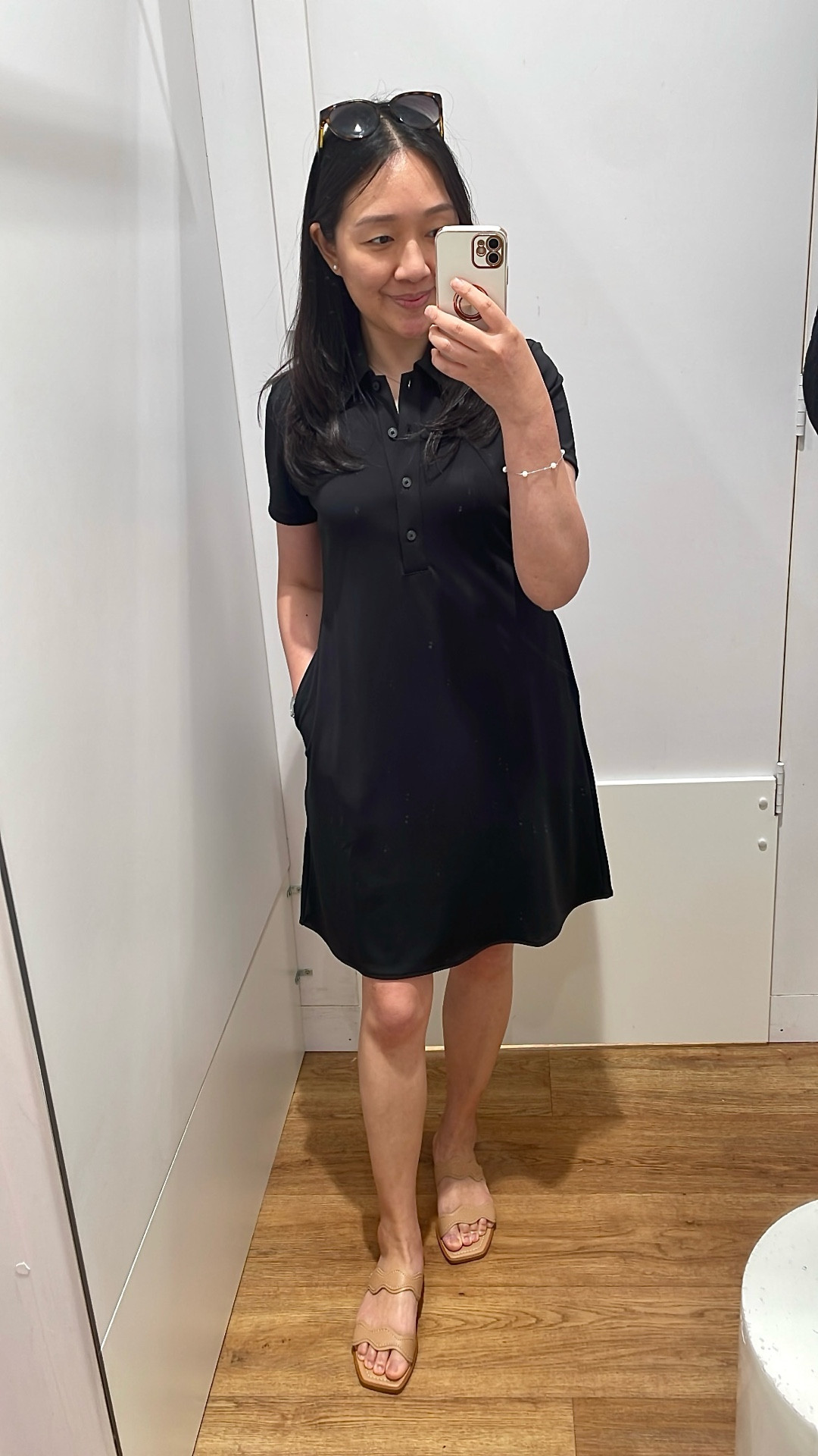 So glad I found this polo dress in store! I sized up for a relaxed fit. I took size S and I'm 5' 2.5" and currently 117 pounds. The material has a nice drape to it.

I wore a half slip to prevent panty lines from being seen.

#LTKFindsUnder50 #LTKPetite #LTKOver40