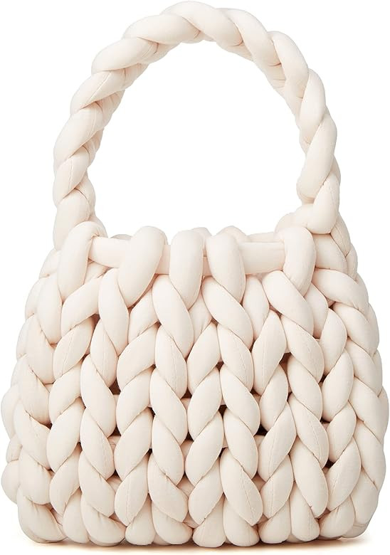 Women's Knit Clutch Bag Handmade Woven Polyeater Knit Satchel Purse Handbag Shoulder Solid Color ... | Amazon (US)