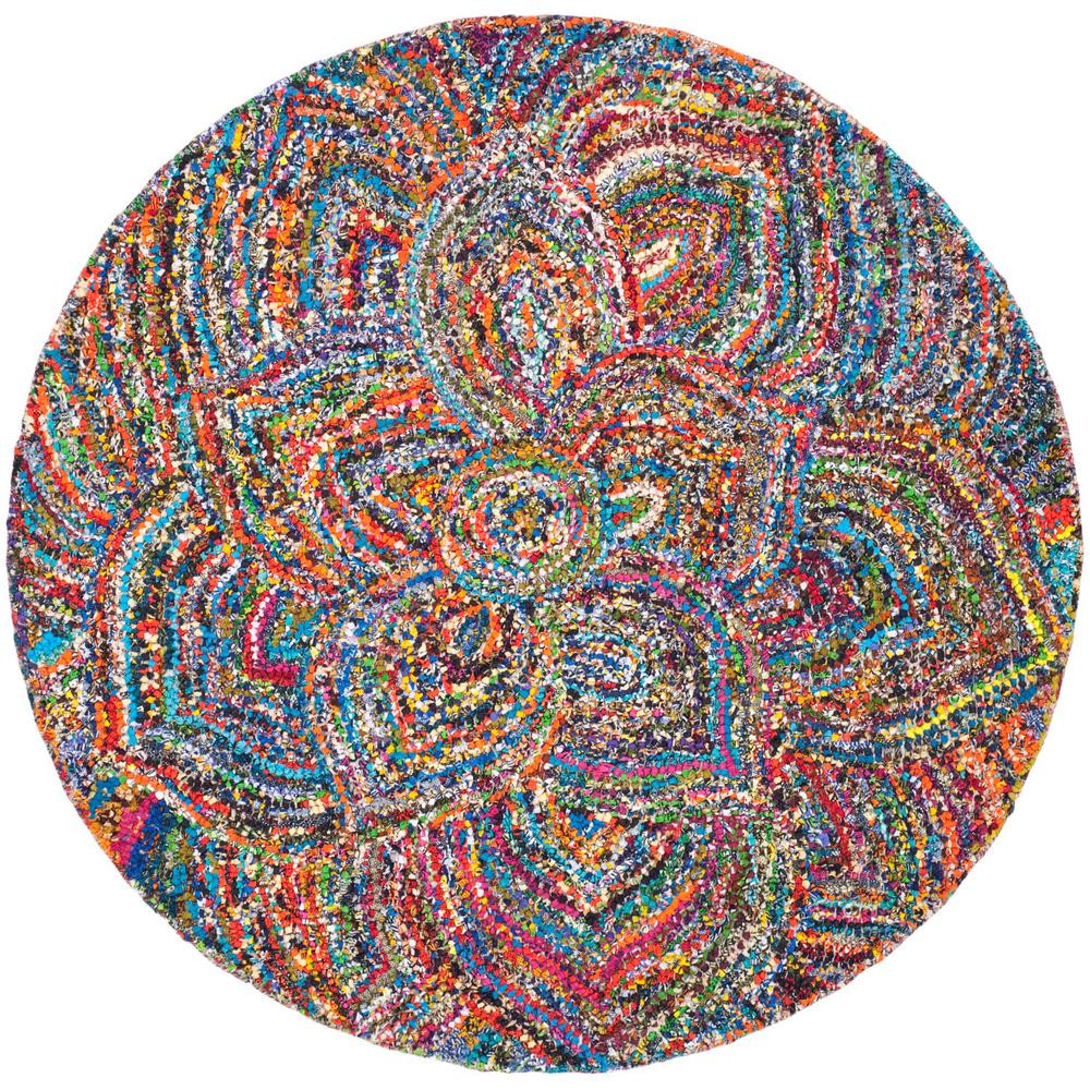 Safavieh Nantucket Multi 6 ft. x 6 ft. Round Floral Abstract Area Rug | The Home Depot