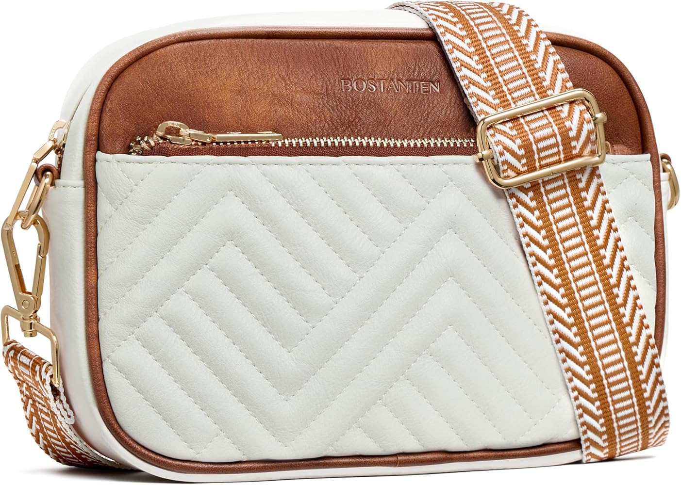 BOSTANTEN Quilted Crossbody Bags for Women Vegan Leather Purses Small Shoulder Handbags with Wide... | Amazon (US)