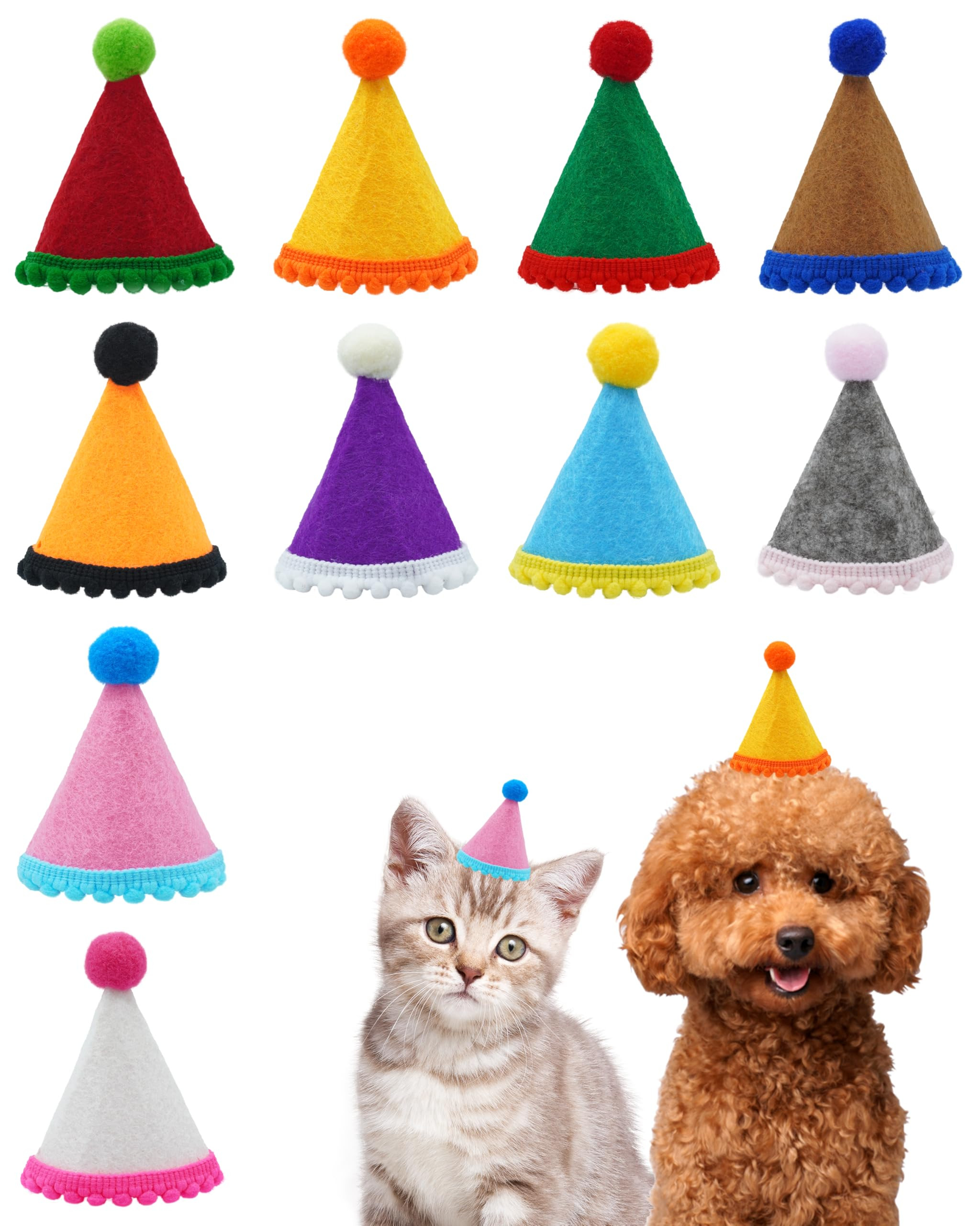 PET SHOW 10 Pack Mini Party Hats for Small Dog Birthday Stuffed Animals Dolls Puppy Cats Adjustab... | Amazon (US)
