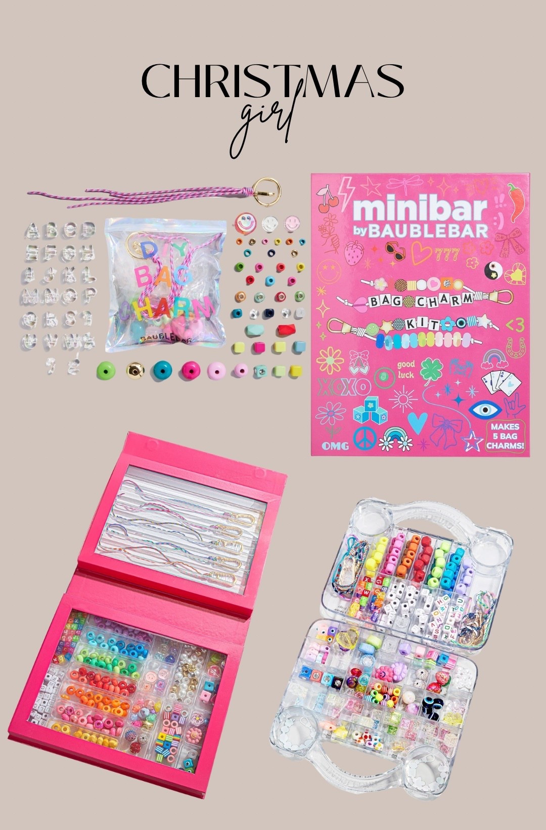 Christmas gift idea for the girlies! DIY bead kits to make bracelets, bag charms, shoe laces! So so cute!! Perfect for any age! I’m getting one for my 7 year old 

They have custom kits and mini kits too!

BaubleBar. Gift guide for her. Gift guide for girl. 

#LTKHoliday #LTKKids #LTKGiftGuide