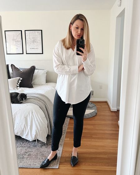 Easy workwear outfit for Friday. Oversized button down or tunic top paired with more tailored pants. 

#LTKworkwear