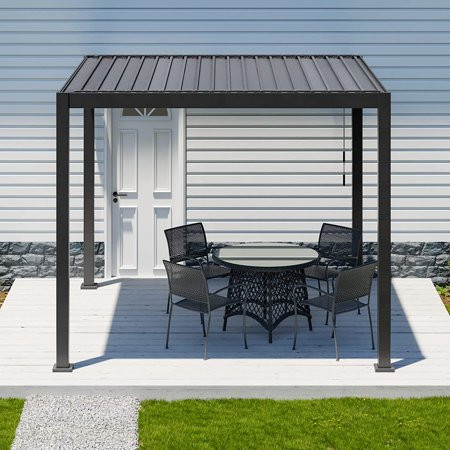 Walsunny Outdoor Pergola Patio Furniture Shade Structure Outdoor Steel Pergola Gazebo Black | Walmart (US)