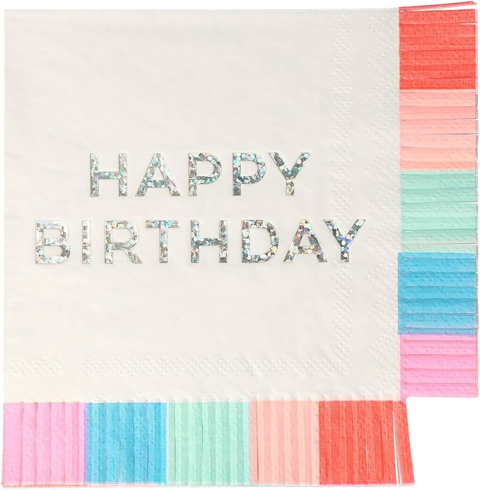 Meri Meri Happy Birthday Napkins (Pack of 16), Disposable Paper Napkins for Birthday Party, Kids ... | Amazon (US)