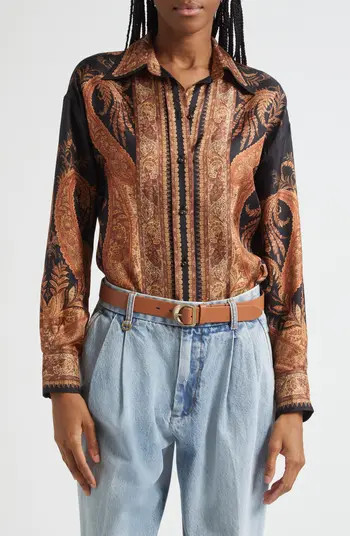 Zimmermann Hypnotic Paisley Silk Button-Up Shirt | Nordstrom | Nordstrom