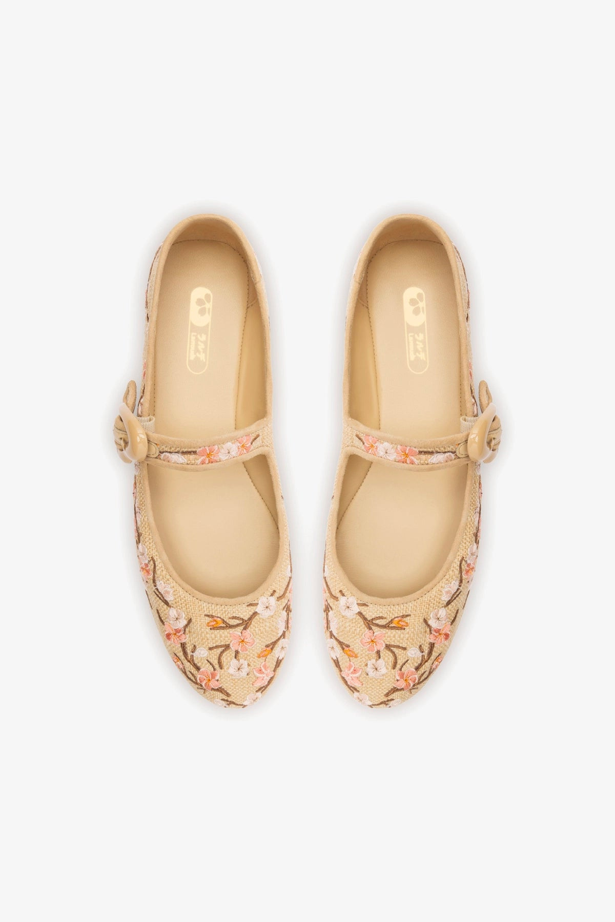 Verona Ballet Flat In Beige Sakura Printed Raffia | Larroude