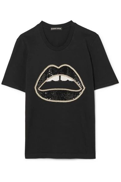 Markus Lupfer - Sequin-embellished Cotton-jersey T-shirt - Black | NET-A-PORTER (US)