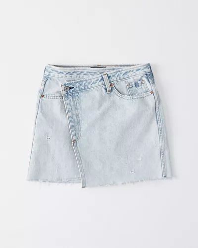 Wrap-Front Denim Mini Skirt | Abercrombie & Fitch US & UK
