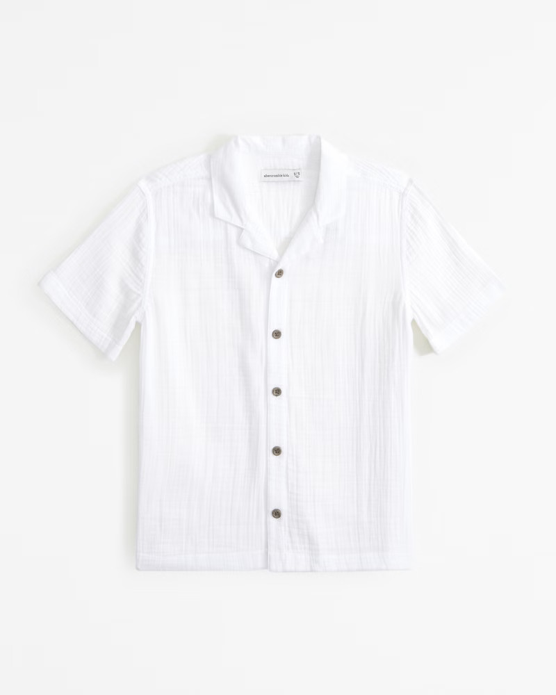 resort short-sleeve gauzy shirt | Abercrombie & Fitch (US)