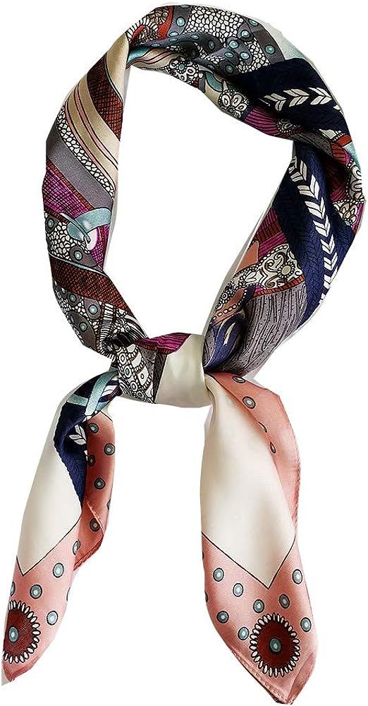 FONYVE Silk Feeling Scarf Medium Square Satin Head Scarf for Women 27.5 × 27.5 inches | Amazon (US)