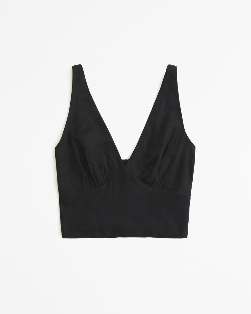 Linen-Blend V-Neck Set Top | Abercrombie & Fitch (US)