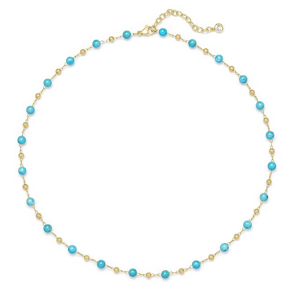 Turquoise Jewelry for Women - 14K Gold Plated Turquoise Necklace for Women Colorful Beaded Neckla... | Amazon (US)