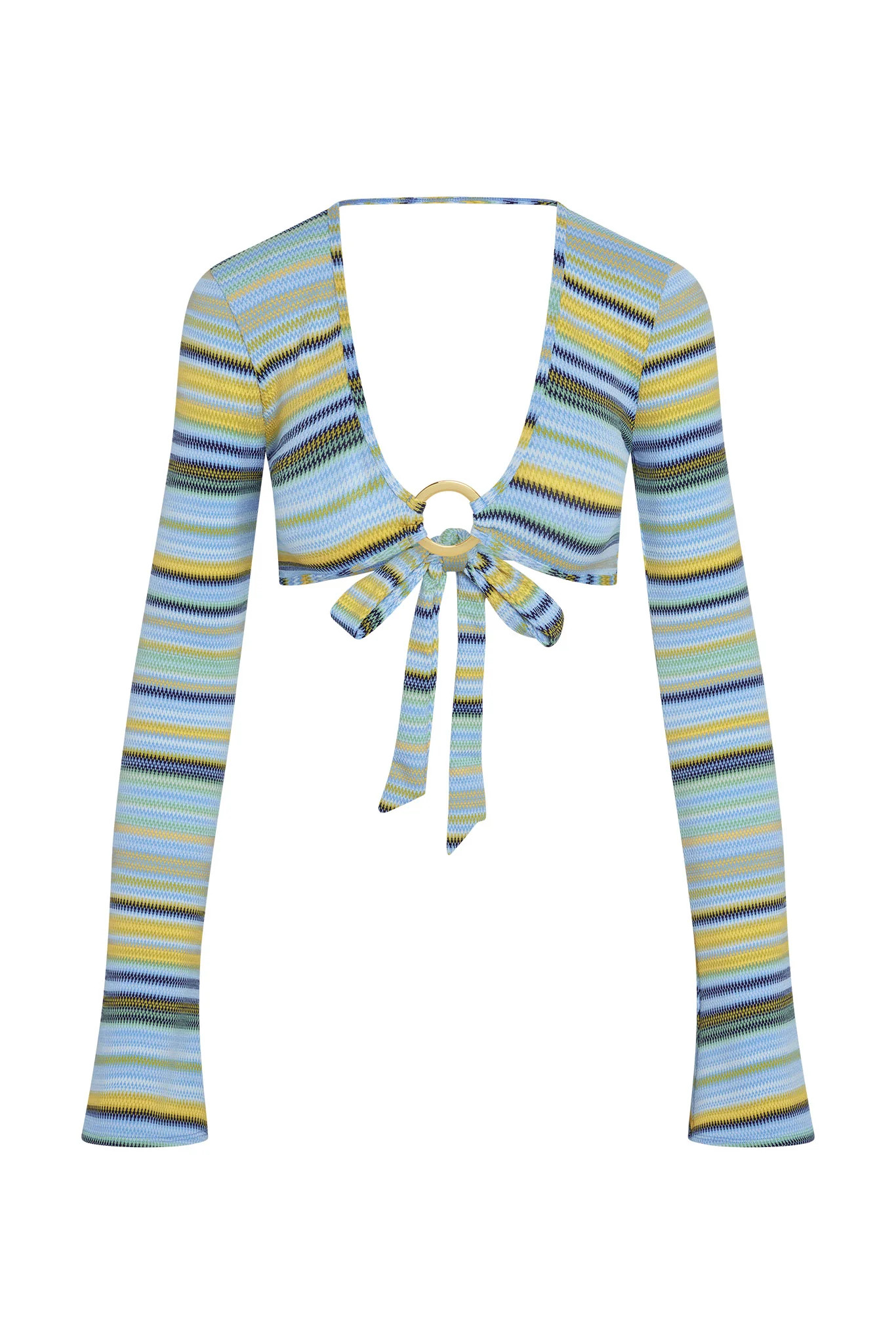 Montego Crop Top - Sardinia Stripe Azure | Monday Swimwear