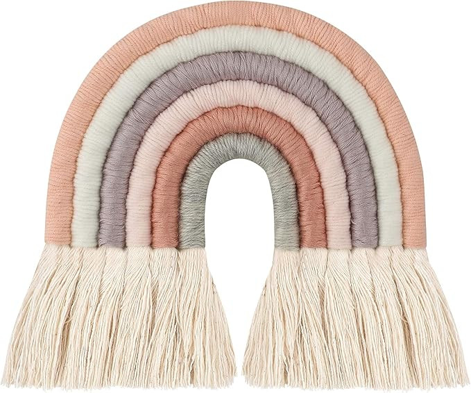 Macrame Rainbow Wall Hanging,Woven Rainbow Wall Decor with Tassels Rainbow Macrame Wall Hanging f... | Amazon (US)