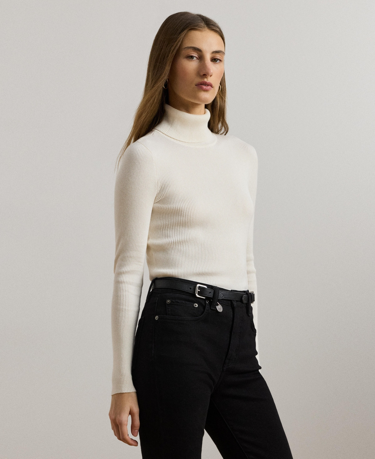 Lauren Ralph Lauren Ribbed Turtleneck Sweater - Mascarpone Cream | Macy's