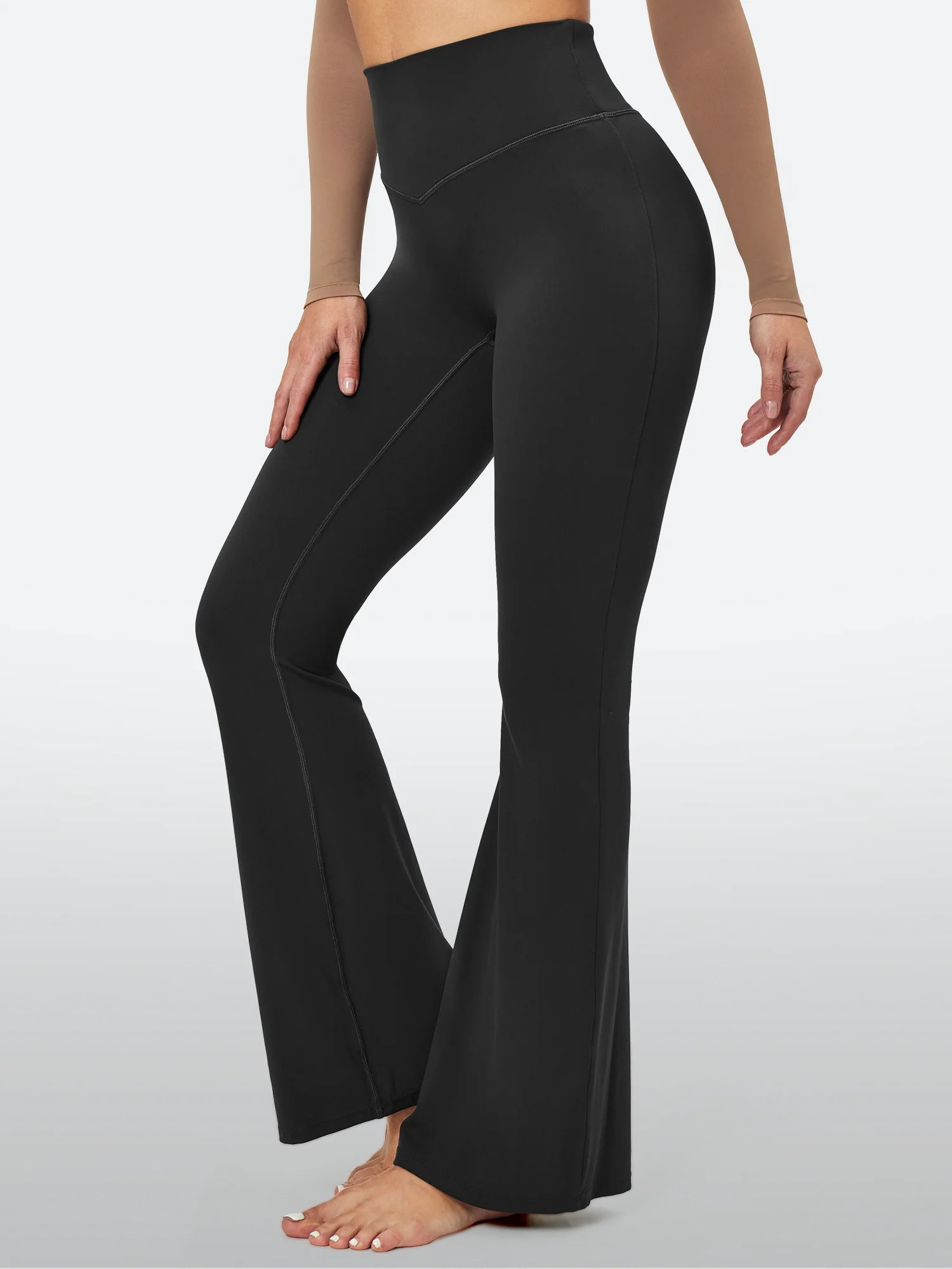 IUGA Sandwich Waistband No Front Seam Flare Yoga Pants | IUGA