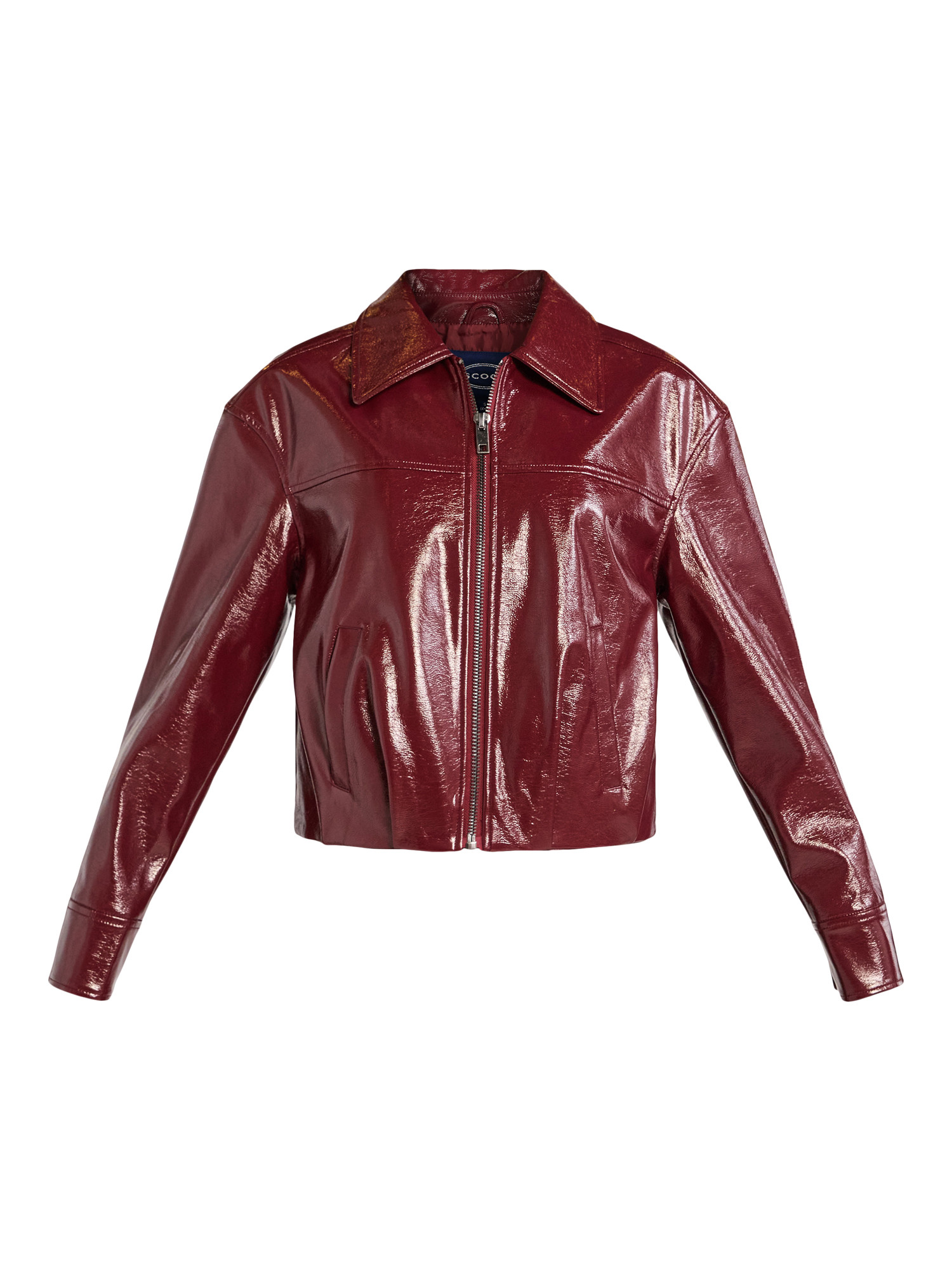 Scoop Women’s Crinkle Faux Patent Leather Cropped Bomber Jacket, Sizes XS-XXL | Walmart (US)