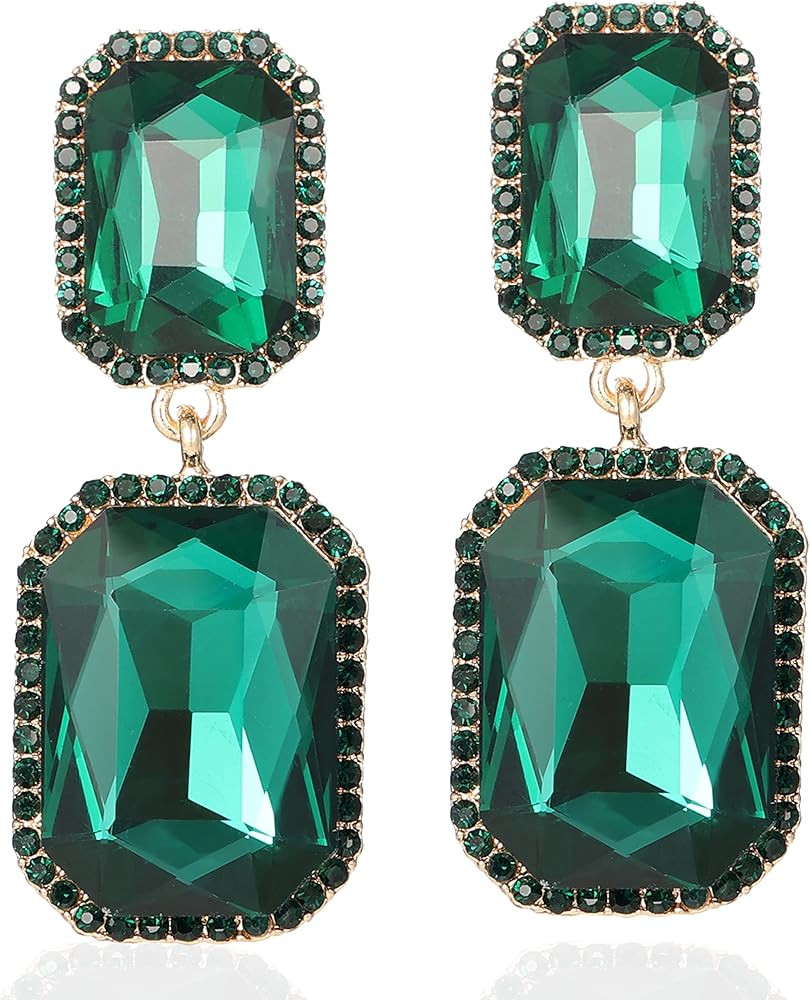 Vintage Rhinestone Statement Earrings Fancy Big Crystal Rectangle Drop Dangle Earrings Evening Pr... | Amazon (US)