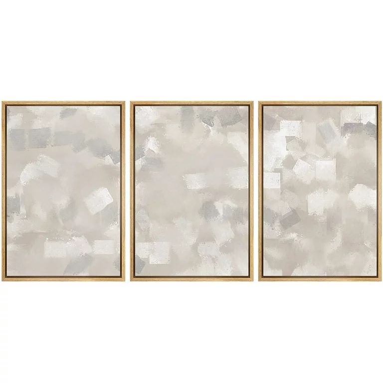 wall26 Framed Canvas Print Wall Art Set Gray, White & Tan Paint Smudge Display Abstract Shapes Il... | Walmart (US)