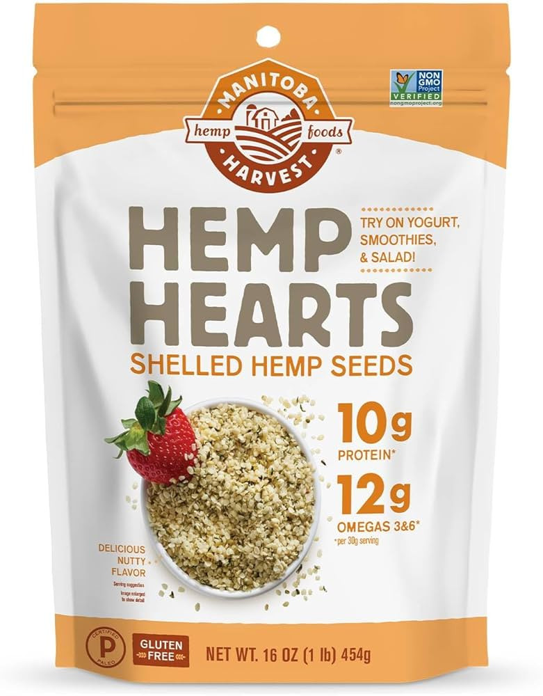 Manitoba Harvest Hemp Hearts Shelled Hemp Seeds, 16oz, 10g Plant Based Protein and 12g Omega 3 & ... | Amazon (US)