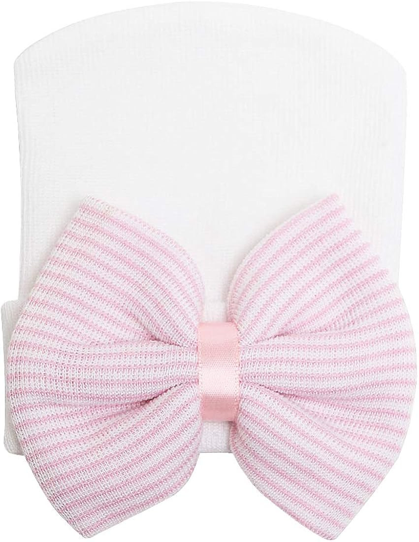 Zando Newborn Hospital Hat Toddler Beanie Baby Boy Girl Knot Headbands with Big Bows Infant Baby ... | Amazon (US)