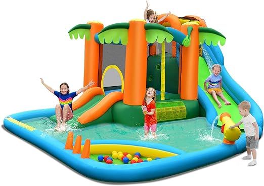 Costzon Inflatable Water Slide, 7 in 1 Kids Water Slide Jumping Castle with Climbing Wall, Water ... | Amazon (US)