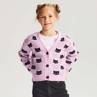 Girls' Halloween Cardigan Sweater - Cat & Jack™ Mauve L | Target