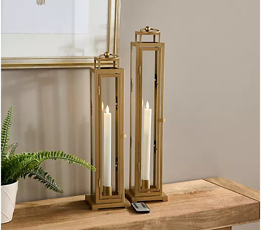 Home Reflections Indoor/Outdoor Set of 2 Taper Lanterns | QVC