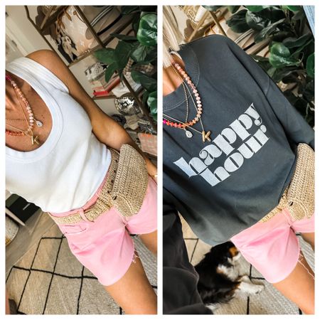 Pink denim shorts on sale- wearing a 2
Sweatshirt, tank top
Anthropologie, old navy, Shopbop
Spring outfit, vacation outfit, summer outfit
New arrivals 
LTK Sale

#LTKstyletip #LTKunder50 #LTKsalealert