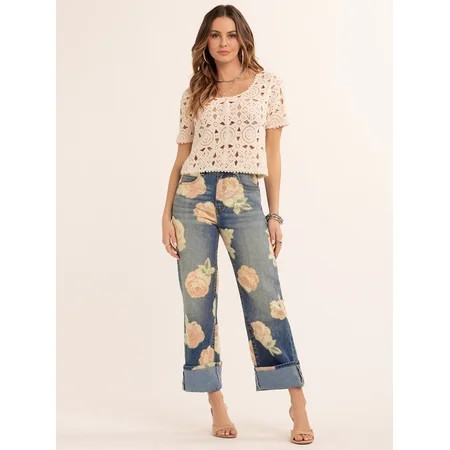 Jessica Simpson Women's Zinnia Wide Leg Boyfriend Jeans, Sizes 2-16 | Walmart (US)