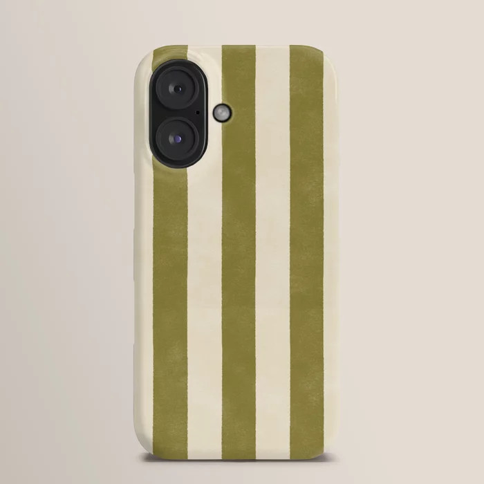 Cabana Stripe - moss green and cream iPhone Case | Society6
