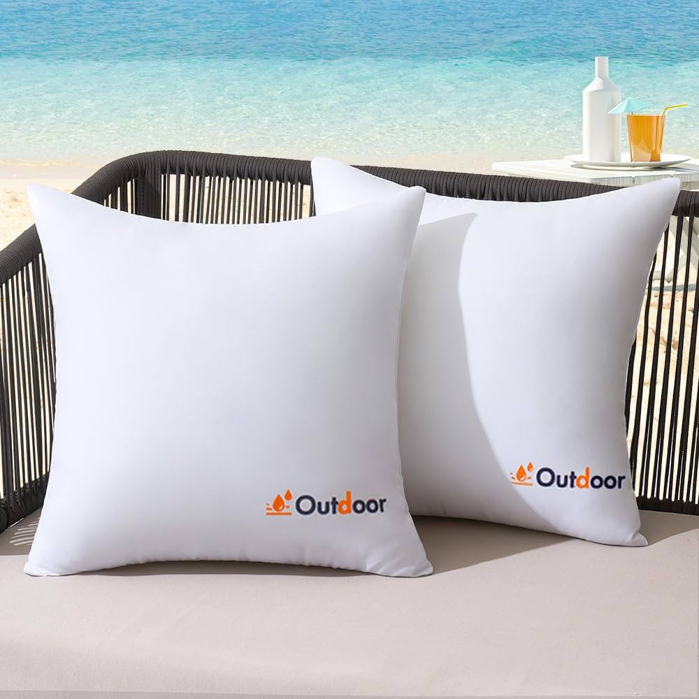 MIULEE Pack of 2 18x18 Outdoor Waterproof Throw Pillow Inserts, Decorative Water-Resistant Pillow... | Amazon (US)