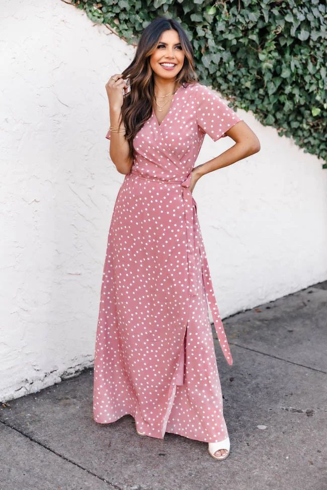 Girls Trip Polka Dot Maxi Pink Dress | The Pink Lily Boutique