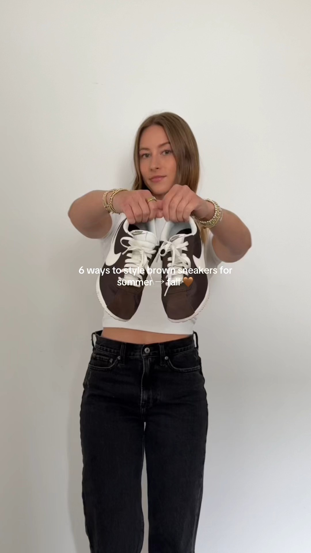 8/19/25 Styling my new Nike Cortez sneakers 🤎 Linking all of the neutral, capsule wardrobe outfits I built around them:

• Nike Cortez sneakers in brown
• Oversized blazer from Anthropologie + white tank from Aritzia
• Black Abercrombie jeans
• Abercrombie darker wash denim with a cuffed hem
• Aritzia T&A brown boxer shorts
• Denim mini skirt
• Aritzia T&A fleece pullover
• Brown dress

#LTKStyleTip #LTKShoeCrush