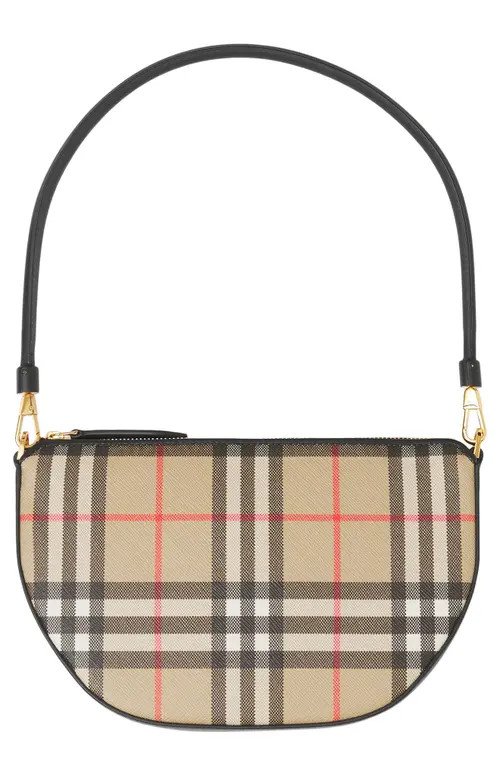 burberry Olympia Check Coated Canvas Pouch in Black at Nordstrom | Nordstrom