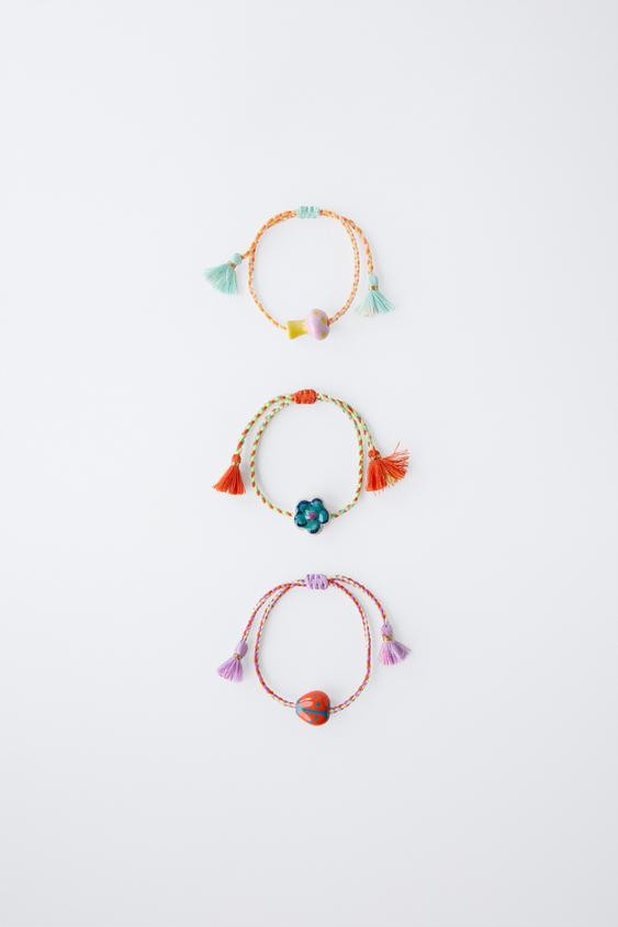 PACK OF THREE CORD BRACELETS WITH CERAMIC | Zara US