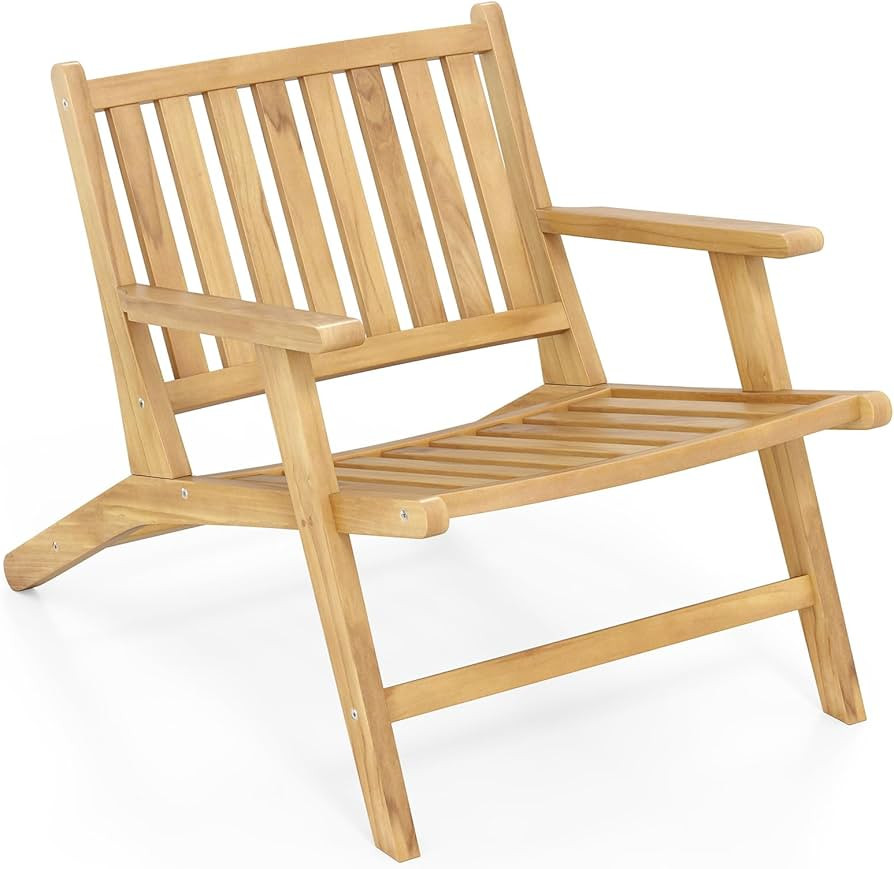Tangkula Teak Wood Low Profile Patio Chair, Mid Century Accent Armchair with Comfortable Backrest... | Amazon (US)