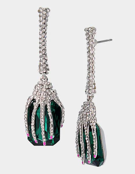 RICH WITCH SKELETON STONE EARRINGS GREEN | Betsey Johnson