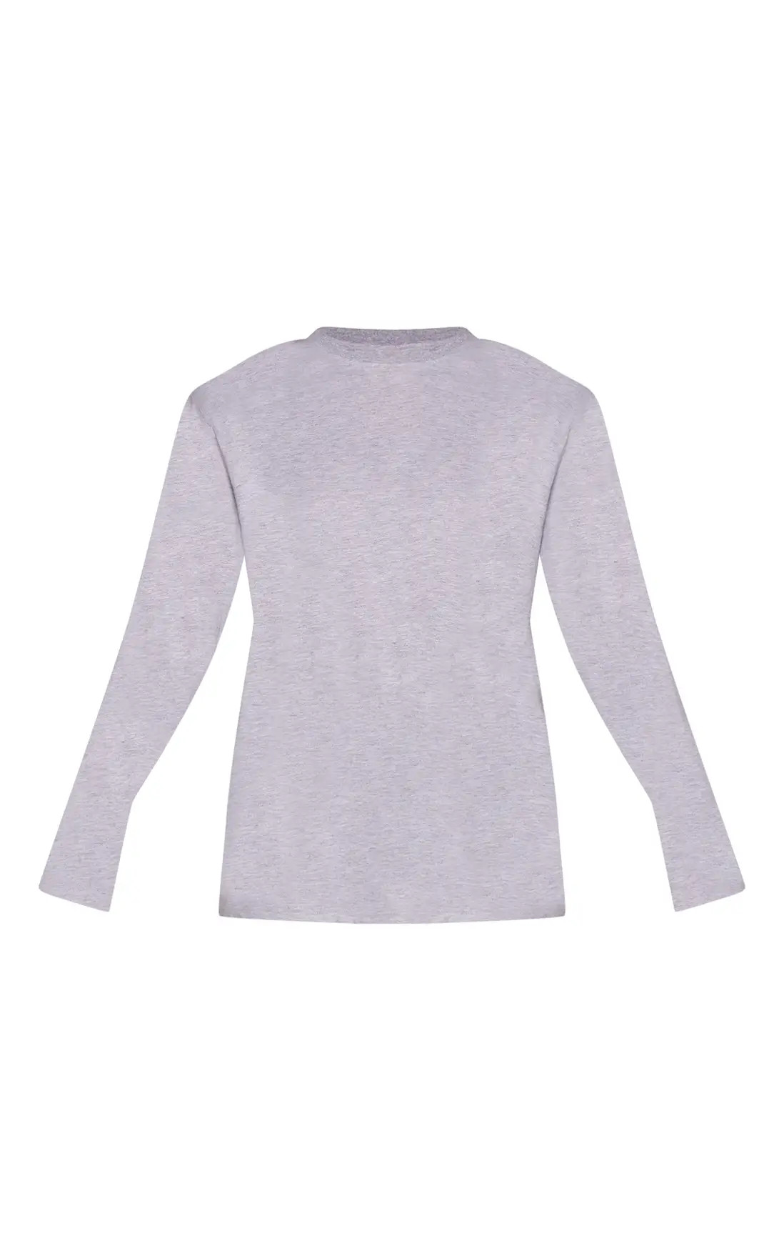 Grey Cotton Shoulder Pad Long Sleeve Oversized T-Shirt | PrettyLittleThing UK