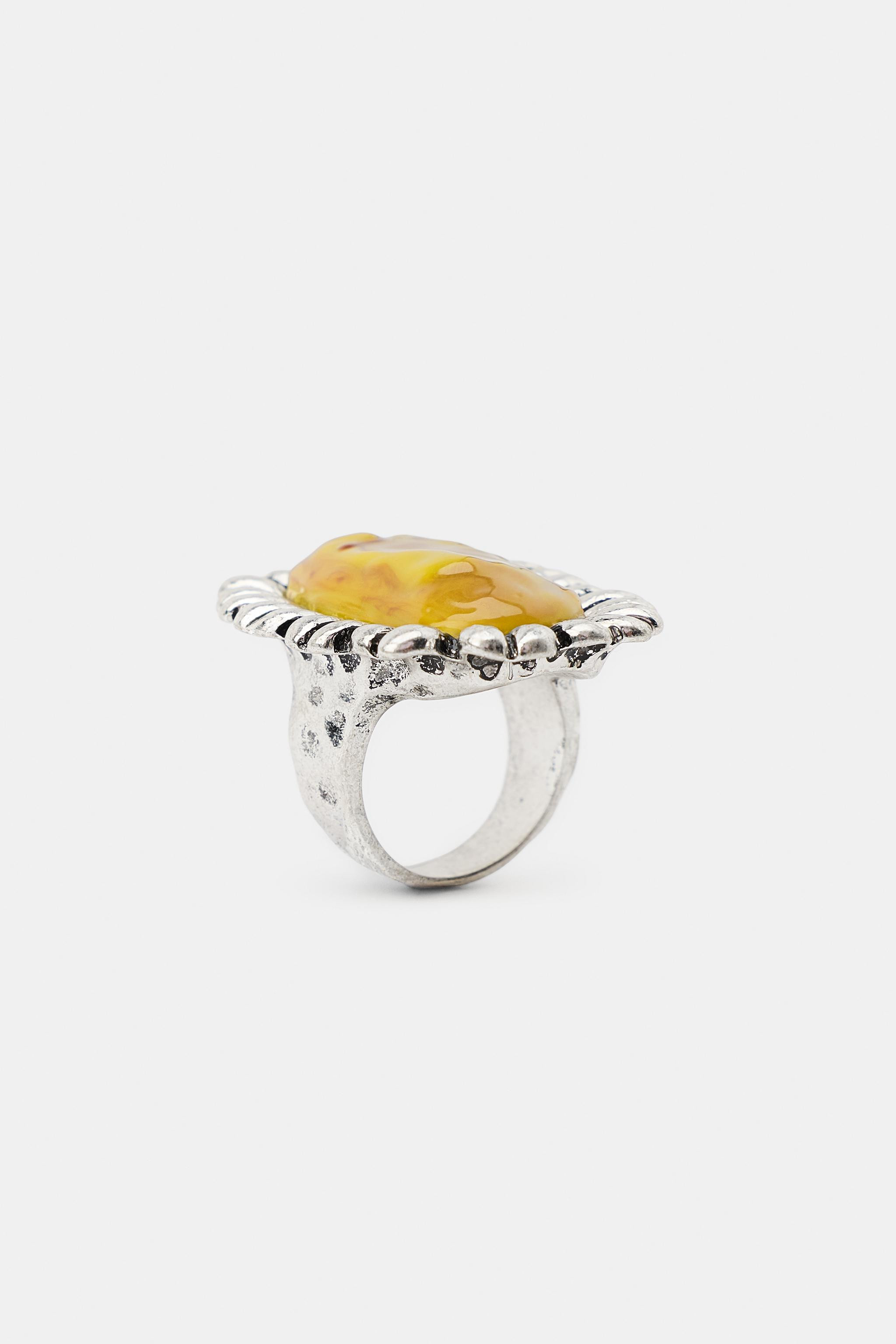 METAL STONE RING | Zara US