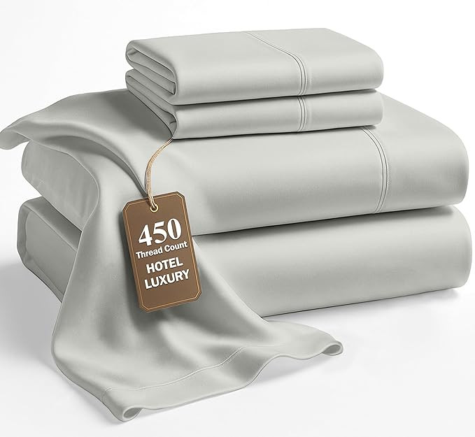 LANE LINEN Cal King Sheets Set - 450 Thread Count Premium Sateen Weave for Gentle Feel On Skin - ... | Amazon (US)